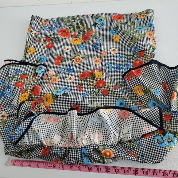 Zara Womens Floral Gingham Off The Shoulder Ruffle Mini Dress Size S Bell Sleeve - Picture 8 of 11